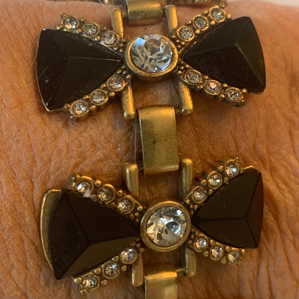J Crew Chic Black and Gold Bow Bracelet